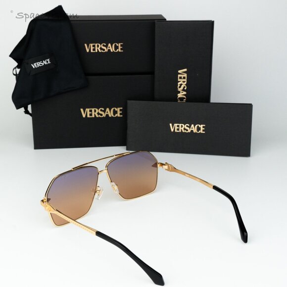 Versace Men Sunglasses Gold Gradient Violet Aviator VE2284 1002EL NEW AUTHENTIC - Picture 8 of 9